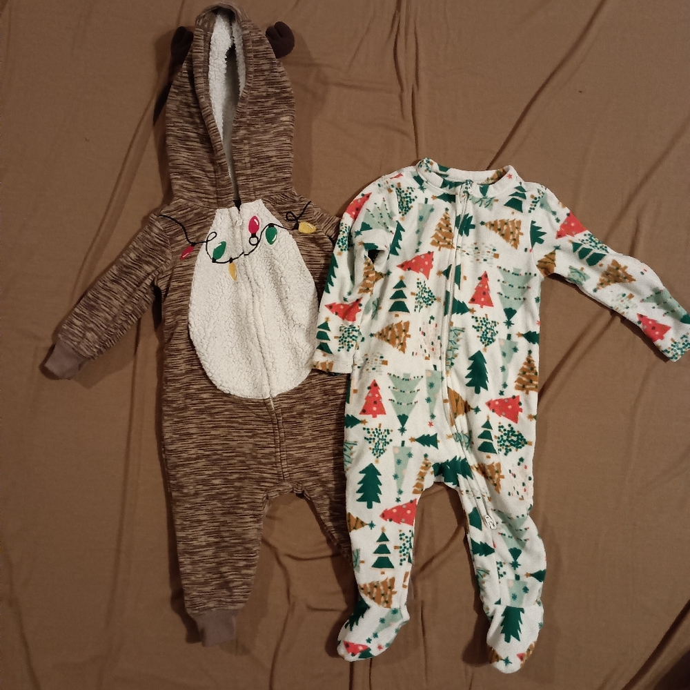 2pc Baby‎ Christmas Fleece Footie Pajamas